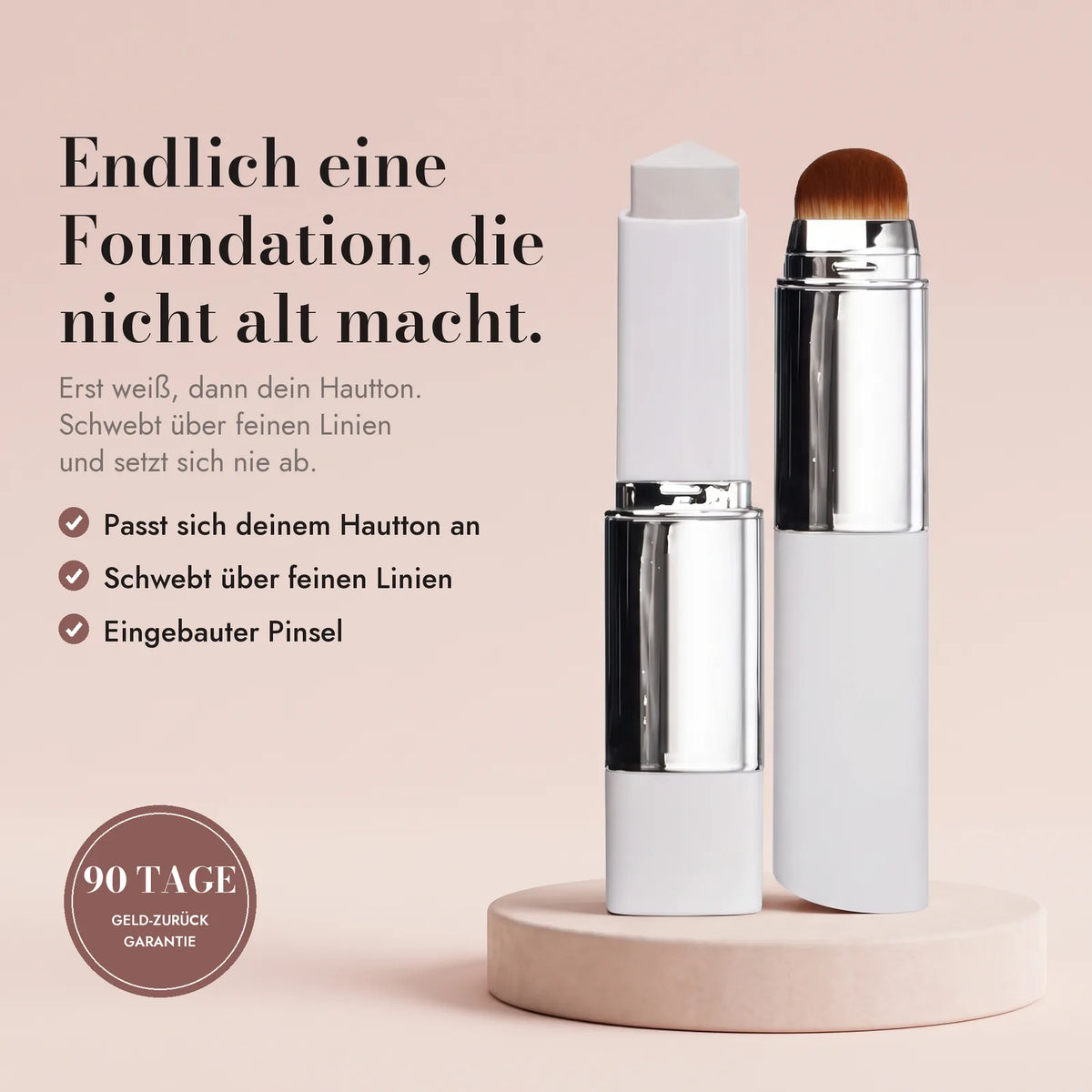 Velaire Anti-Aging Foundation Stick mit eingebautem Pinsel und 90-Tage-Geld-zurück-Garantie