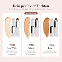 Velaire-Farbtöne 201 Ivory White, 202 Natural und 203 Deep