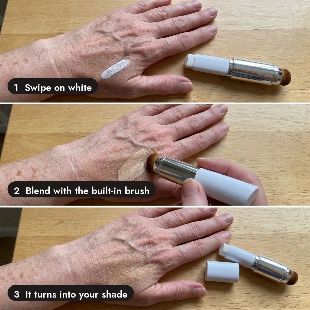 Velaire goes on white and turns into your shade in three steps
